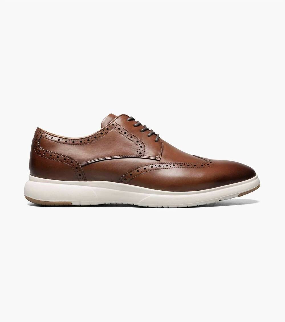 NEW FLORSHEIM men's dash wingtip oxford shoes in cognac multi